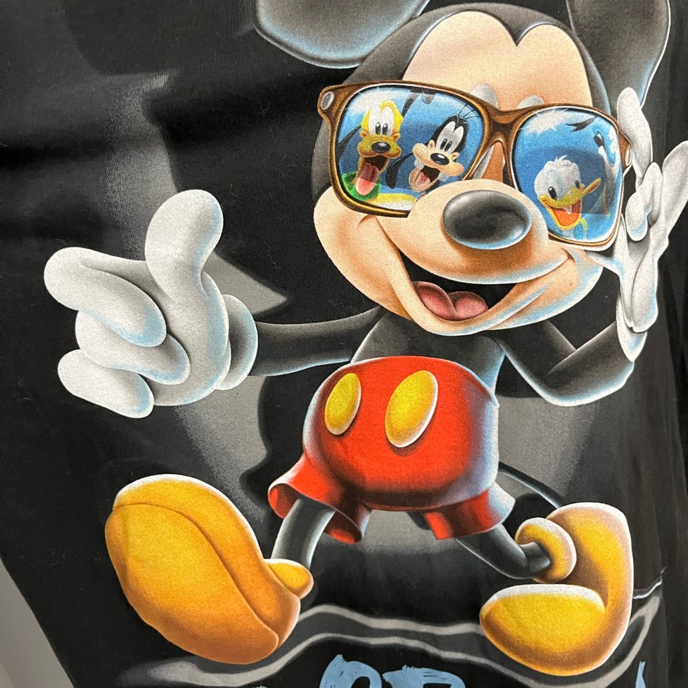 258–NWT Disney Black Mickey Mouse Tee with Red and Yellow Accents